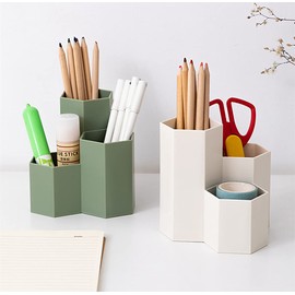 Saikvi Pen Holder for Desk Pencil Organizer for desk Pen Cup Office Stationary Organizer for Desk accessories Home/Classroom/Office (Ivory, 3-type)