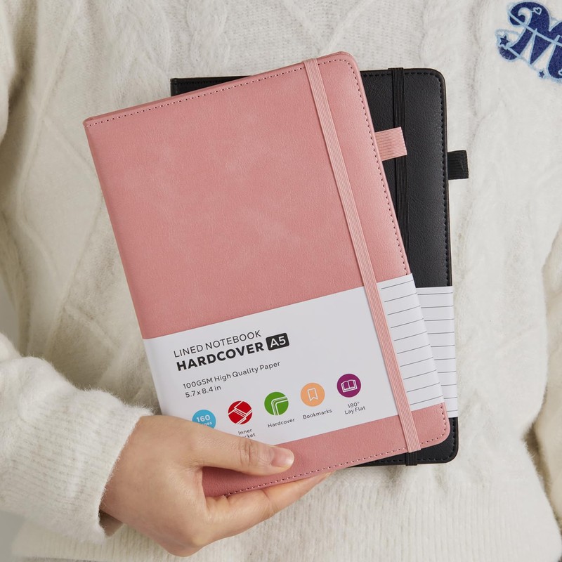 FOCUS DAY Lined Notebook Journals for Women/Men Work, 2 Pack
