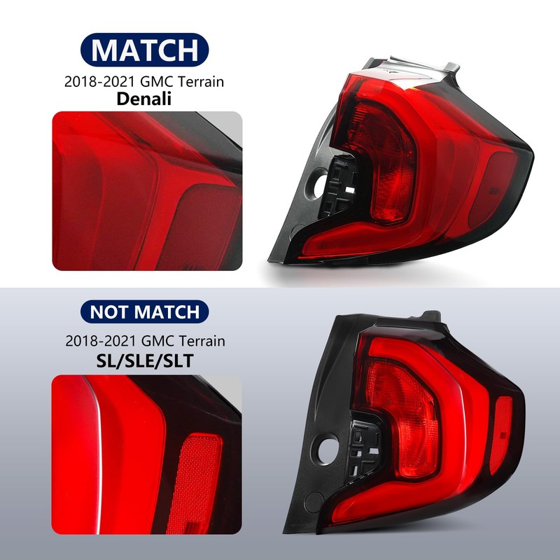 Tail Lights Assembly for 2018 2019 2020 2021 GMC Terrain