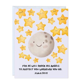 Religious Cards, Baptism Card, Easter Bible Quote Card, Prayer, Christian First Communion, Christening Baby Shower, Confirmation, Wedding Greeting Card (For He Will Order His Angels To Protect You ...