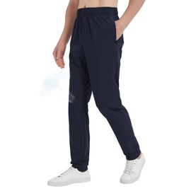 Idtswch 30" Inseam Tall Mens Summer Lightweight Athletic Pants Extra Long Hiking Joggers Zipper Pocket Track Gym Pants Navy L