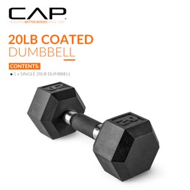 CAP Barbell Coated Dumbbell Weights with Padded Grip, Single, 20 LBS