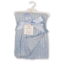 Baby Coral Fleece Wrap Blanket - Stripes (Sky)