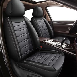 AOMSAZTO Car Seat Cover Fit for Subaru Forester 1998-2024 2025 Full Set 5 Seats Leather Car Seat Cushion Protector Compatible Airbag Waterproof Automotive Seat Covers Black&Gray