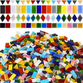 2400 Pcs Mosaic Tiles, Glass Mosaic Tiles for Crafts Bulk, Assorted Color Stained Mosaic Glass Pieces, Mosaic Supplies for Home Decoration, Art Crafts, DIY Projects, Opaque