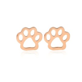 Paw Footprint Small Stud Earrings Stainless Steel Funny Charm Lovely Puppy Dog Cat Pet Animal Bear Paws Hollow Out Foot Prints Tiny Earrings for Women Teen Girls Birthday Christmas Party Holiday