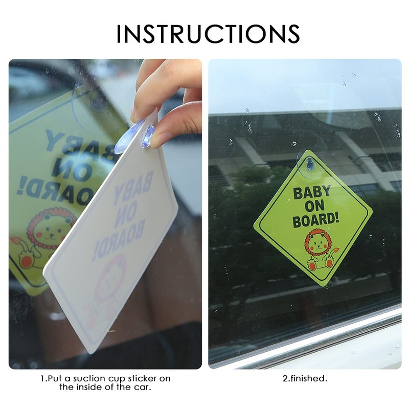 6 Pack Baby on Board Sign for Car,Lion Giraffe Baby