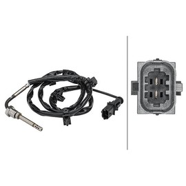 HELLA 6PT 358 181-401 Sensor, Exhaust Gas Temperature – 2-Pin – Screwed – Cable: 1070 mm – with Mounting Clips on Cable