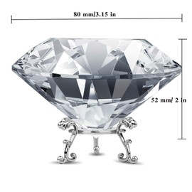 Large Crystal Diamond Paperweight with Stand Jewels Wedding Decorations Centerpieces Home Decor 3.15 inch (Clear)