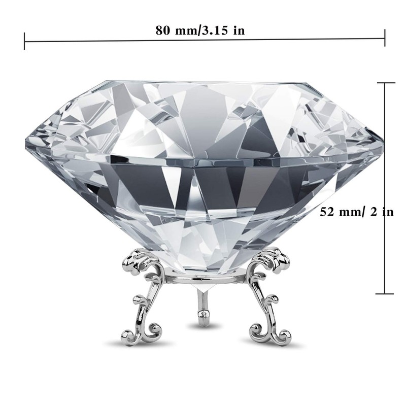 Large Crystal Diamond Paperweight with Stand Jewels Wedding Decorations Centerpieces