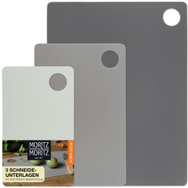 Moritz & Moritz 4 x Flexible Plastic Thin Chopping Boards 29 x 19 cm Breakfast Board Flexible Chopping Board for Safe Cutting with Handle Opening