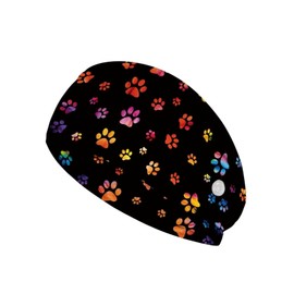 Gomyblomy Dog Paw Print Headbands for Women Girls Nurse Doctors with Buttons Elastic Yoga Hair Bands Hair Accessories Non Slip Sport Sweatband Cute Nursing Head Bands