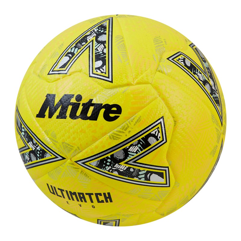 Mitre Unisex-Adult Ultimatch Evo 24 Football, Fluo Yellow/Floodlight Yellow/Gritty Gold,