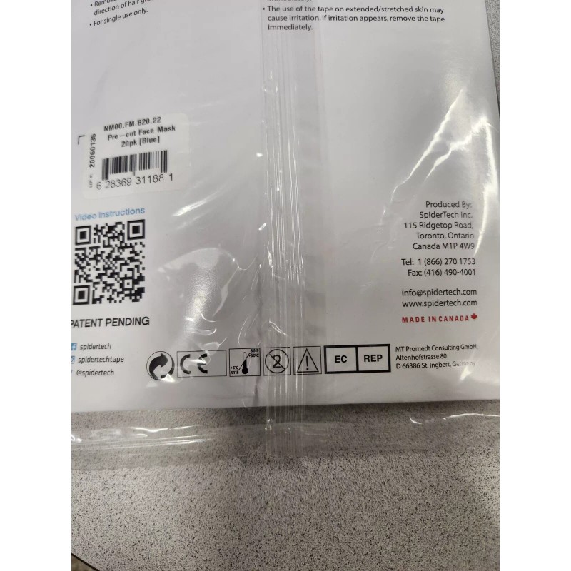 SpiderTech 2 packs of 20 Spidertech Kinesiology Tape Face Mask