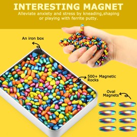 Over 500pcs Ferrite Putty Magnetic Fidget Toy Set with 8 Oval Magnets – Stress Relief and Anxiety Reduction for Adults, Desk Toys for Office, Home, Fun Gift for Teenagers