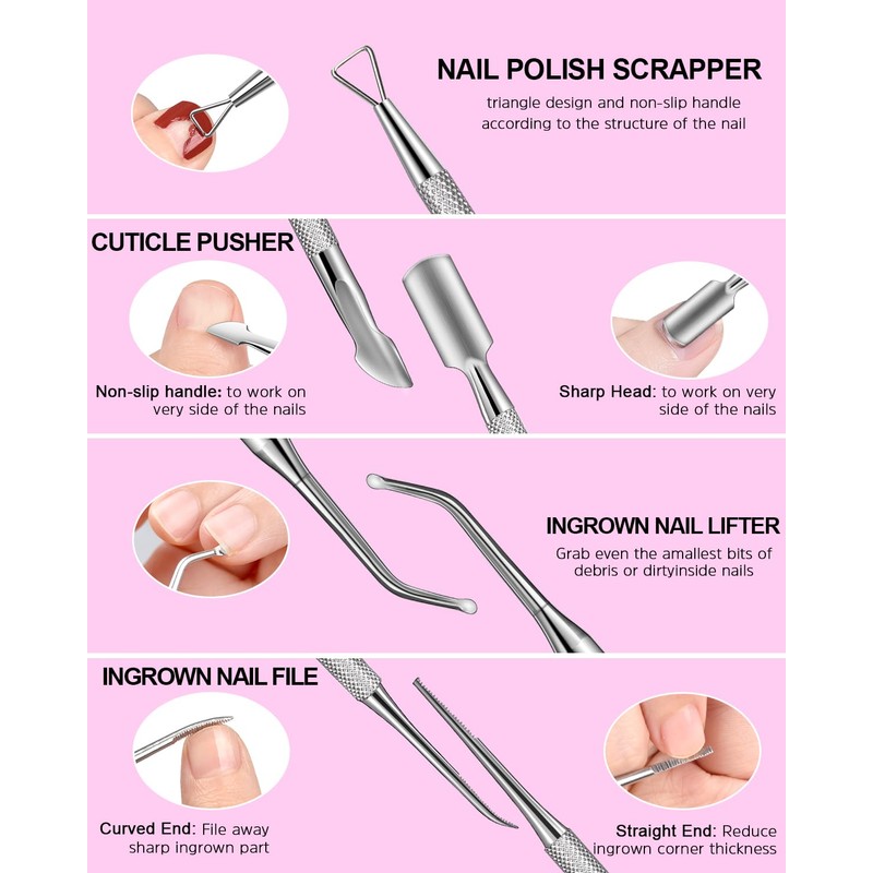 MORGLES Cuticle Remover kit, 100/180 Nail File and Nail Buffer