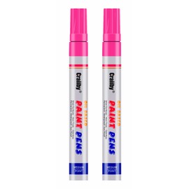 Pink Paint Markers, 2 Pack Oil-Based Waterproof Quick Dry Permanent Paint Pen Set for Rocks Painting, Wood, Fabric, Plastic, Canvas, Glass, Mugs, Metal, Tire, Stone, DIY Craft