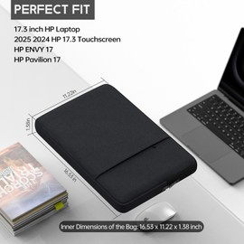 17 inch 360° Protective Laptop Case Sleeve for 2025 HP 17.3 Touchscreen Laptop,Envy 17,Pavilion 17,ASUS Vivobook 17, Shockproof Water-Resistant Computer Bag w/Accessory Pocket