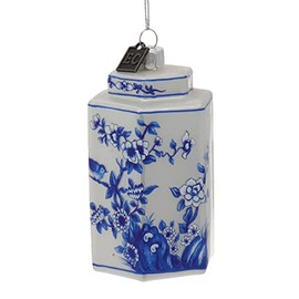 Raz 3.5" Blue Delft Ginger Jar Glass Christmas Ornament 3953036