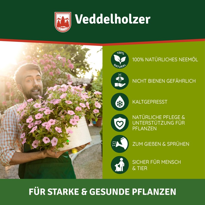 Veddelholzer 1000 ml Premium Cold Pressed 100% Natural Neem Oil
