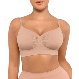 FeelinGirl Bralettes for Women No Underwire Supportive Full Coverage Basic Comfortabe Bra Nude X-Large