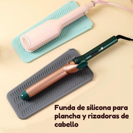 Funda Silicona Plancha Rizadora Proteccion Calor Bolsa de Silicona Resistente Al Calor alfombrilla de silicona resistente al calor para rizadores y alisadores de pelo (Azul Marino)