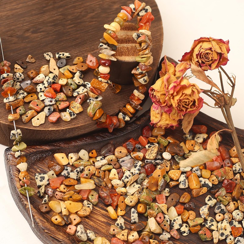 DAHI 450pcs Chip Stone Beads, Crystals Gemstone Natura Irregular Drilled