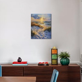 TFIAVSIN Beach Paint by Numbers Kit for Adults - Beach Sunrise Scene Paint by Number on Canvas Without Frame, DIY Acrylic Painting for Gift Art Craft Kits for Adults (16x20 Inch)