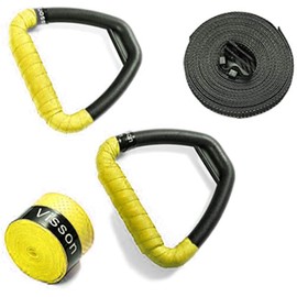 Rimikuru Ring Training Exercise Ring, Self Weight Training, Large Pectoral Muscles, Biceps, Abs, Back, Core Muscle Training Set (Yellow x Black, 9.8 ft (3 m)