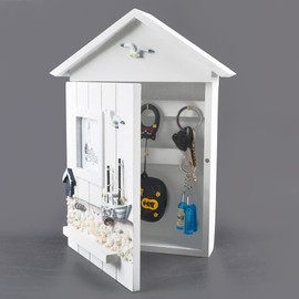 YOUUGIOR Mediterranean Style Key Cabinet Hanging Key Box Storage Case Decor for Entryway Hallway Key Holder (Boat)