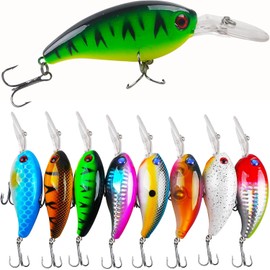 Fishing Lure Topwwater Fishing Popper Lure with Sharp Treble Hooks Shallow Deep Diving SwimBaits Minnow Crankbait Jerkbait Float Lure Fishing Plug Offshore (4in/0.45oz-8pcs)