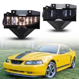 Nixon Offroad Fog light Fit for 1999-2004 Ford Mustang Except Cobra, 2 PCS Bumper Driving Fog Lights Lamp Replacement, Fog Light Assembly Chrome Black Housing W/Bulb - 899 12V 37.5W Smoke Lens