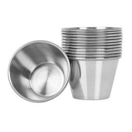 Wakauto 12 Pack 304 Stainless Steel Condiment Sauce Cups,2.36 Inch Metal Ramekins Round Sauce Dipping Cups for Ketchup Mustard Salt Pepper Restaurant Grade
