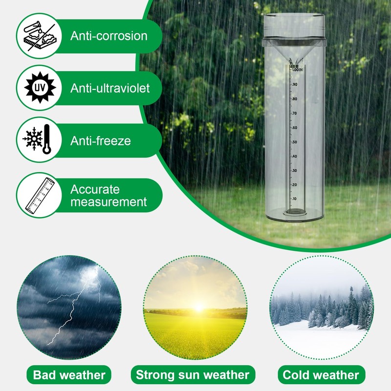 Rain Gauge Outdoor Rain Gauge Accurate to 0.01 Inches with