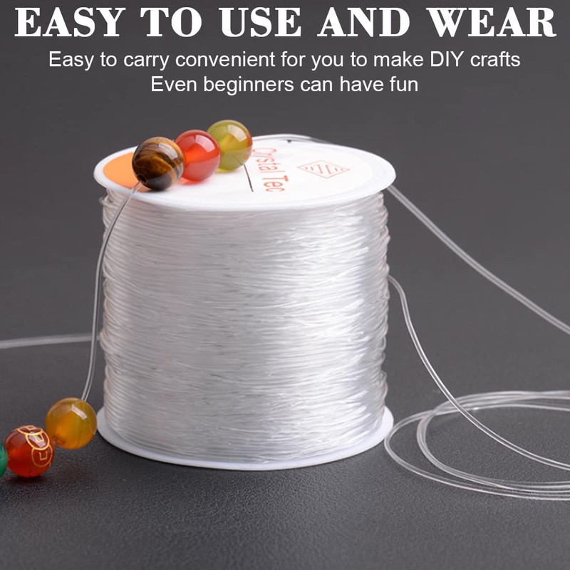 Quesuc 2pcs Elastic Polyester Thread for Bracelets and Crafts 0.7mm