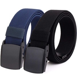 HOANAN 2-Pack Elastic Stretch Belt, Men’s All Size No Metal Nylon Tactical Hiking Belt