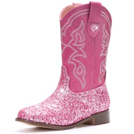 Choiran Toddler Girls Cowboy Boots - Cowgirl Western Boot for Kids Sparkle Glitter Mid Calf Riding Shoes Little/Big Kid