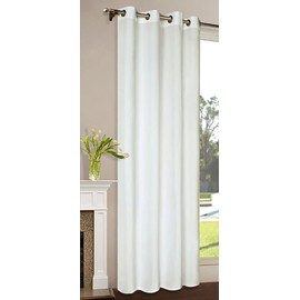 Curtain Opaque scarf, mat uni-coloured curtain with eyelets 20405 Microsatin Microfibre Fabric, H x W 175 x 140 cm, Cream