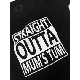 Moo's Funny Baby Grow 'Straight Outta Mum's Tum' - Hip Hop Rap Unisex Baby Vest - Boy or Girl (6-12 months)