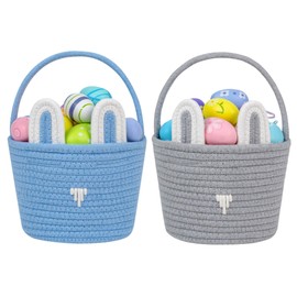 CubesLand Kids Easter Basket,Small Easter Baskets for Boys Baby Toddler Infant,Empty Easter Gift Baskets,Children Easter Bunny Basket Easter Egg Hunt,Easter Buckets for Kids 2-Piece 7.87 x 5.9 x 5.9"