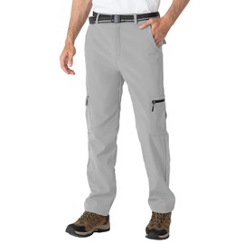 Rdruko Men's Outdoor Hiking Snow Ski Waterproof Softshell Insulated Pants Fleece Lined(Light Gray, CA 40)