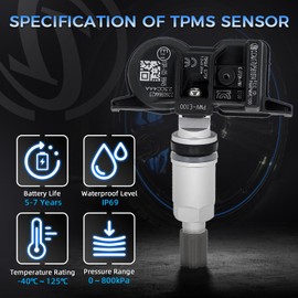 Sorghum Tire Pressure Monitoring System - Pre-Programmed TPMS Sensors 433MHz Compatible with Toyota Camry Rav4 Yaris Land Cruiser Highlander Lexus Replace# PMV-E100 PMV-C215 Set of 4