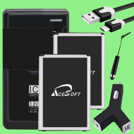 For LG Spare 2x 3220mAh NEW Battery Portable Car Charger Cable f LG Rebel 3 LTE L158VL