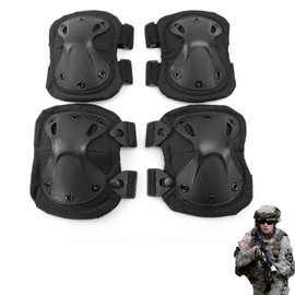 HAPPY SUGAR Elbow Pads Knee Pads Airsoft Protector Elbow Pads Equipment Airsoft Sports Outdoor 1 Set for Knee 1 Set for Elbow (Black)