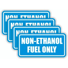 Unbranded 4-pack 2"x4" NON-ETHANOL FUEL ONLY Vinyl Stickers | Gas Decals Labels Tank Blue