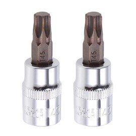 2PCS Juttzzei Torx Bit Socket, 3/8" Drive x T45 Torx Bits Socket, Premium S2 Alloy Steel 3/8 Allen Key Socket T45, T45 Torx Bit 3/8" Drive with 48mm Length for Ratchet Wrench, Slide Bar, Extension Rod