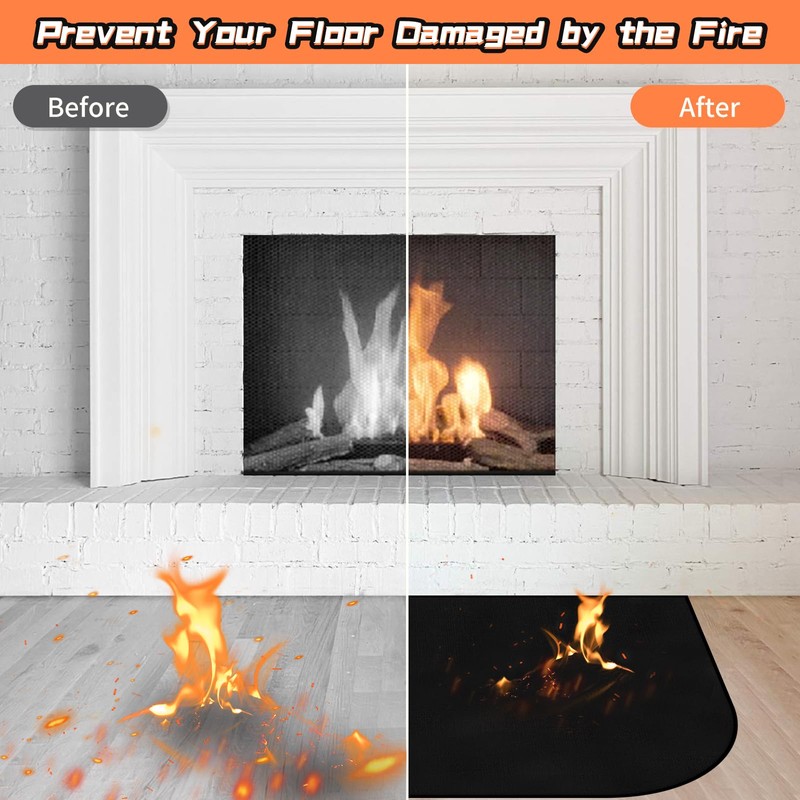 Fireplace Mat, Hearth Rug Fireproof, Fireplace Floor Mat, Fireproof Rug