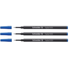 Schneider Pack of 3 Refills for Topball 850 Roller Pen, Medium Tapered Tip - 05 Blue