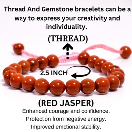 Beads Hub Natural Red Jasper Round Smooth Beads 8 mm Adjustable Bracelet TB-59 For Man,Woman,Friend,GiftFriendshipBand