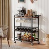 MAHANCRIS Bar Cart for Home, 3-Tier Serving Cart with Wine